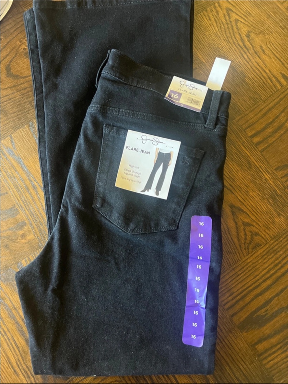 Jessica Simpson Flare Jeans Black - Size 16 - High Rise NWT - Black Rinse